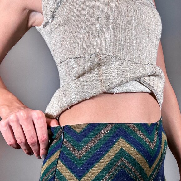 Erika Cavallini Semi Couture Italian Chevron Pattern Flared Pants - Picture 12 of 14